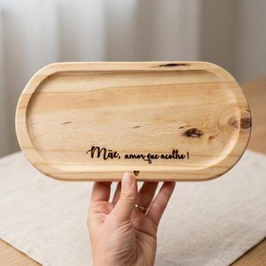 Imagem de Tabua Oval Pinus Tratado Gravacao Laser " Mae, amor que acolhe" Mesa P