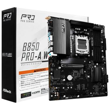 Imagem de Placa Mãe Asrock B850 PRO-A Wi-Fi com Socket AM5 e DDR5, Wi-Fi 6E e Pcie 5.0, Bluetooth 5.2, RGB e 24.4CM
