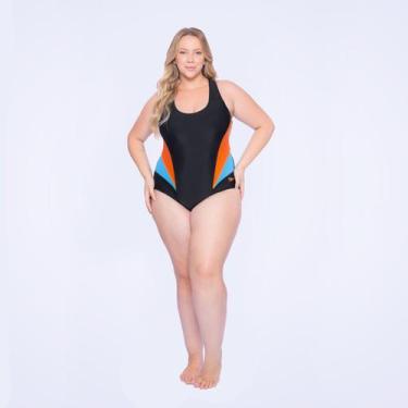 Imagem de Maiô Cross Confort Plus Size Speedo - PRETO TANGERINA P+, Preto, P+