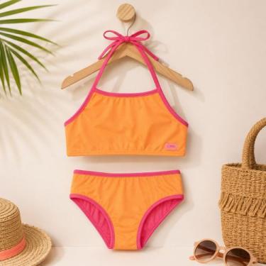 Imagem de Biquini Infantil Cinti em Malha UV Colorido, Laranja, 12