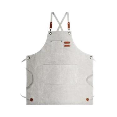 Imagem de Avental De Cozinha Unissex Em Lona À Prova De Óleo Com Bolsos Para Fer