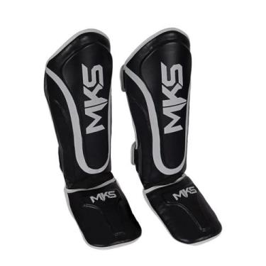 Imagem de Caneleira MKS Combat Prospect Muay Thai e Kickboxing, Preto, Prata, M