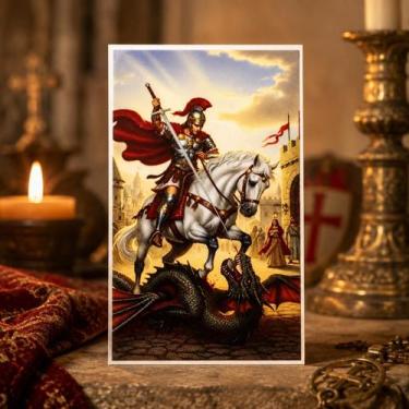 Imagem de Adesivo Vinil Impermeável São Jorge Guerreiro Realista 10 cm - Lua Mís