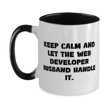 Imagem de Presentes engraçados, Keep Calm and Let the Web Developer Husband Handle It, dia dos namorados, caneca de 325 ml para marido
