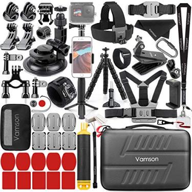 Imagem de Vamson Kit de acessórios 63 em 1 para GoPro Hero 13 12 11 10 9 8 7 6 5 Preto 4 3 MAX Mount Tripod para DJI OSMO Action Camera, Insta360, Xiaomi Yi 4K, AKASO, Campark, Apeman, SJCAM, DBPOWER AVS08