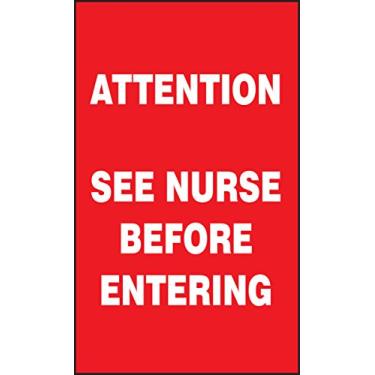 Imagem de Accuform Sinal magnético de vinil para cuidados do paciente Signs MGS140, Legenda "Atenção ao enfermeiro antes de entrar", 12,7 cm Comprimento x 7,6 cm Largura x 0,1 cm Espessura, Branco no Vermelho