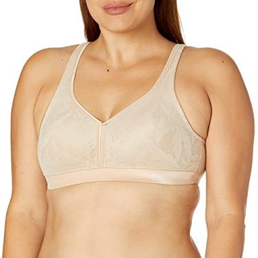 Imagem de PLAYTEX Sutiã feminino super macio de cobertura total sem fio 18 horas, sutiã sem aro com absorção de umidade, Cinzento-acastan, 40DDD
