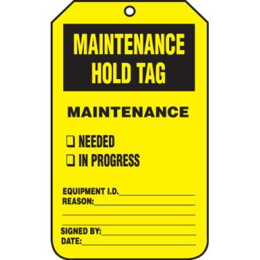 Imagem de Accuform Placa de registro de status TRS244CTP, legenda, "etiqueta de manutenção", 14,6 cm de comprimento x 8,3 cm de largura x 0 cm de espessura, cartolina PF, preto sobre amarelo (pacote com 25)