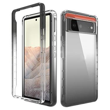 Imagem de Capa gradiente para Google Pixel 6/6 Pro, capa de camada dupla à prova de choque de grau militar capa rígida de policarbonato com absorção de choque, capa de celular resistente, preta, Pixel 6 de 6,4 polegadas