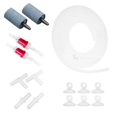 Imagem de Conjunto de tubos de aquário Rhinox, 1,82 m de comprimento, kit de difusor de CO2 DIY, 2 pedras de ar e válvulas de verificação, 4 conectores, 6 ventosas, diâmetro de ajuste padrão para tanques de água doce e água salgada.