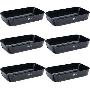 Imagem de Conjunto com 6 Tigela Retangular Vasilha Travessa 2,8L Preto