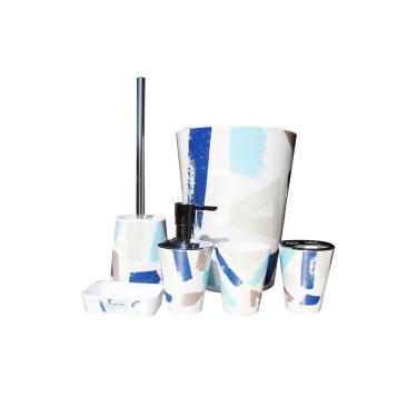 Imagem de Kit 6 Peças Banheiro Desenho Geometrico Bathlux