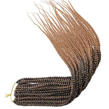 Imagem de Mayloss 6 Pacotes/lote (14/18/24/30) polegada 1 cm 20 Fios/pacote 3X Caixa Fina Trança Crochet Extensionin de Cabelo Diâmetro 3X Trança Sintética Extensões de Cabelo Crochet Tranças Cor de Cabelo (14 polegad, T1B/27)