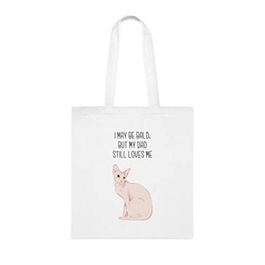 Imagem de Sacola I May Be Bald But My Dad Still Loves Me presente para papai, bolsa de ombro papai, bolsas reutilizáveis para papai, presente para papai da filha favorita, filho e filhos, Branco