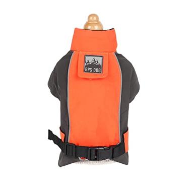 Imagem de Foern Jaqueta de inverno para cães, casaco para cachorro quente com gola alta, colete para cães alça refletiva para caminhada, corrida para cães pequenos, médios, grandes, laranja, G