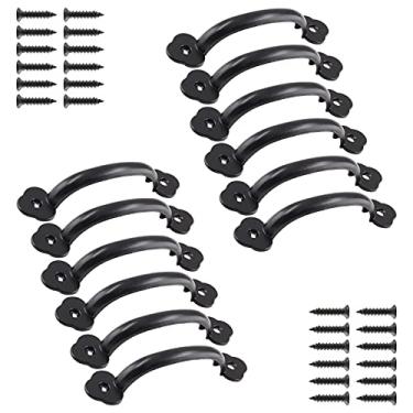 Imagem de Jiozermi 12 peças de cabo rústico de 10,16 cm, puxador de ferro com parafuso, puxadores de gaveta pretos para ambientes externos, garagem e gaveta, preto