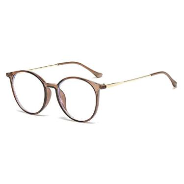 Imagem de Óculos de sol redondos clássicos masculinos armações de metal anti-azul luz armação de óculos de sol retrô colorido feminino uv400, café, como imagem