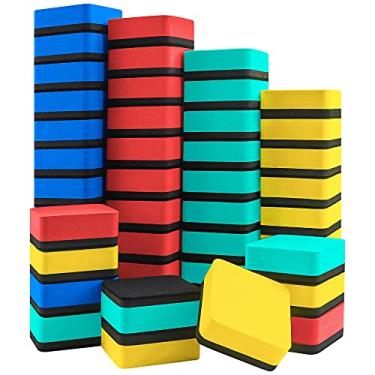Imagem de IHPUKIDI - Pacote com 48 borrachas magnéticas para quadro branco, limpador de lousa para crianças e materiais para professores de sala de aula, casa e escritório (5 x 5 cm)