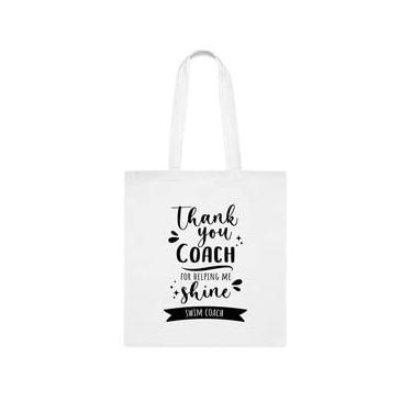 Imagem de Bolsa Coach, Sacola de Treinador de Natação, Presente para Treinador, Bolsa de Ombro Treinador, Sacolas Reutilizáveis para Treinador, Cesta de Aniversário de Natal, Branco