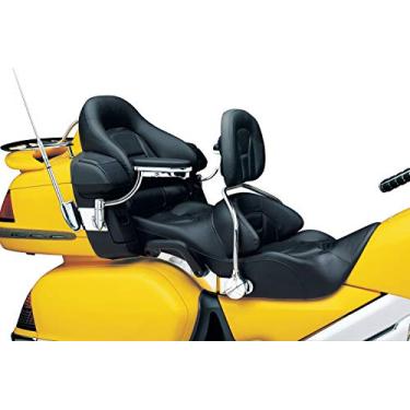 Imagem de Kuryakyn 8990 Acessório de motocicleta: Encosto de motorista acolchoado ajustável com bolsa de armazenamento montada na parte traseira para motocicletas GL1800 Honda 2001-10 douradas, cromado