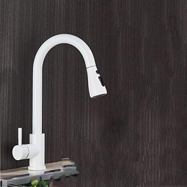 Imagem de Torneira de pia de cozinha removível preta montada no convés córrego torneira misturadora banheiro cozinha quente e frio torneira, branco, china