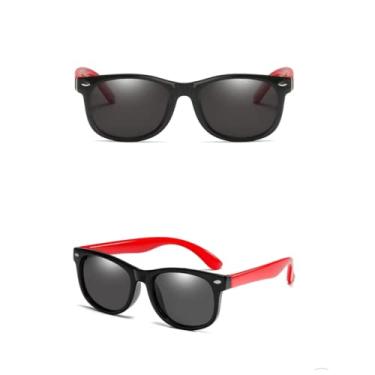 Imagem de Óculos De Sol Infantil Flexível Com Proteção UV400 - Polarizado - Preto com haste em Vermelho