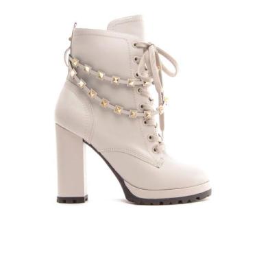 Imagem de Bota Couro Off White Cano Curto Cecconello 1894003-6