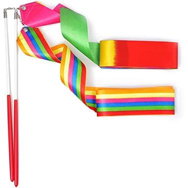 Imagem de huianer Fitas de dança, fitas de ginástica, serpentinas de dança, varinha de dançarina, fita rítmica para crianças, dança, bastão girando