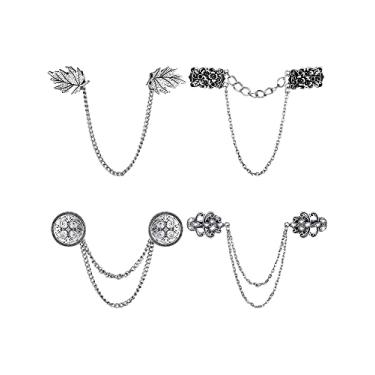 Imagem de Yunlly 4 peças suéter vintage xale corrente clipes retro cardigan clipes de colar clipes de corrente camisa vestidos broche clipes para mulheres meninas (estilo elegante), /,, /, /