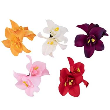 Imagem de Framendino, 5 peças de grampos de cabelo de flores artificiais para mulheres havaianas amapola flor orquídea grampos de cabelo