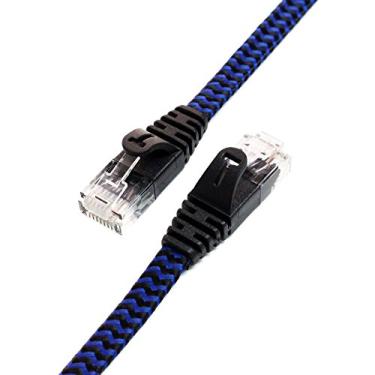 Imagem de Tera Grand – CAT6 10 Gigabit Ethernet cabo de rede trançado ultra plano, preto/azul, cabo LAN de Internet de computador com conectores RJ45 Snagless, 6 Feet, 6 Feet
