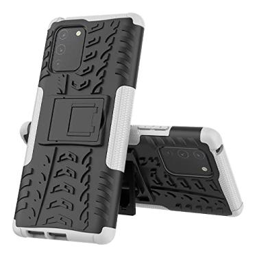 Imagem de Capa protetora ultra fina para Samsung Galaxy S10 Lite, TPU + PC Bumper Hybrid Militar Grade Rugged Case, Capa de telefone à prova de choque com capa traseira de telefone de suporte (Cor: branco)