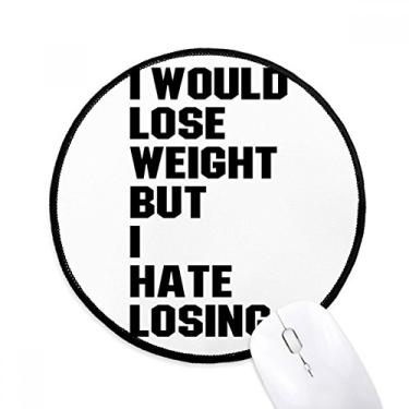 Imagem de Mouse pad com slogan preto inglês para perda de peso, tapete redondo para computador