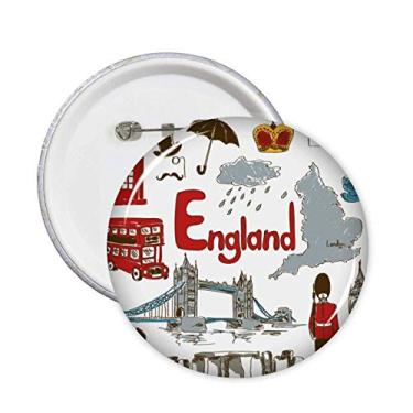 Imagem de Broche de bandeira nacional de animais da Inglaterra Landscap com emblema de botão, 5 peças