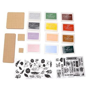 Imagem de As ferramentas de carimbo de acrílico Kaufpart incluem 4 blocos de acrílico, 12 almofadas de tinta e 2 blocos de carimbo de vedação transparente para fazer cartões de artesanato DIY