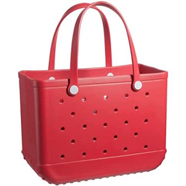 Imagem de Bolsa de praia SHANDONGLANGYA, feminina, EVA, à prova d'água, vermelha, 38x35x14 cm, para praia, viagem e academia