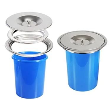 Imagem de Lixeira de embutir 8 litros Pia Granito Cozinha Balde Inox Escovado Azul - Westing