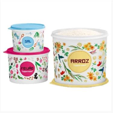 Imagem de Tupperware Kit Trio Essencial Arroz 5kg Plus + Feijão & Sal (Floral)
