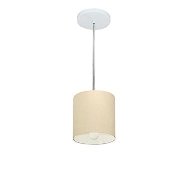 Imagem de Lustre Pendente Cilíndrico Cúpula Tecido 14x15 cm, Vivare Iluminação, Pendente4200 LA, Algodão Cru, Pequeno