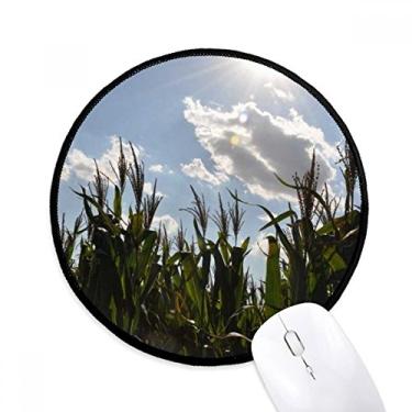 Imagem de Mouse pad branco azul céu nuvens mesa escritório tapete redondo para computador