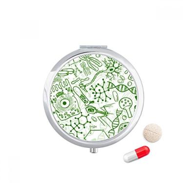 Imagem de Caixa de comprimidos biológicos com estrutura de células de microscópio verde