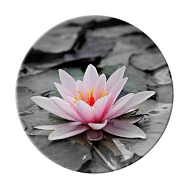 Imagem de Pratos de lótus vermelhos com flores rosas decorativas de porcelana salver louça de jantar