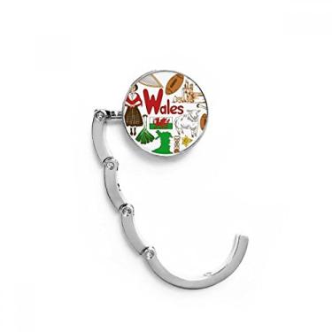 Imagem de Gancho de mesa com bandeira nacional do Reino Unido Wales Love Heart Extensão dobrável