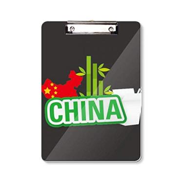 Imagem de China Mapa de bambu verde China Town, pasta, bloco de anotação, placa de apoio A4