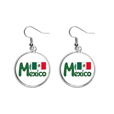 Imagem de Brinco com pingente de prata com bandeira nacional do México com padrão verde