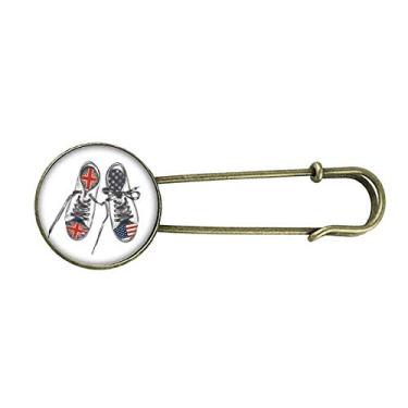 Imagem de Sapato de lona com estampa de bandeira dos EUA Reino Unido retrô broche de metal clipe joia