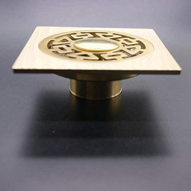 Imagem de Ralo do piso do chuveiro Filtro da grelha Desodorante totalmente em cobre quadrado e dreno do piso resistente a insetos