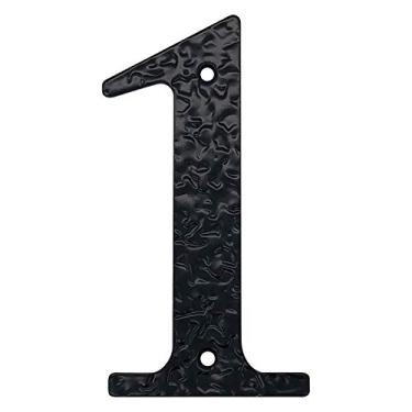 Imagem de Placa de ferro fundido com número de placa flutuante 3D de 12,7 cm em aço carbono preto grande, placa de porta com dígitos de endereço, montagem com parafuso, durável antiferrugem