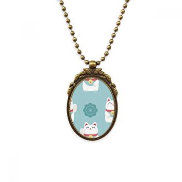 Imagem de DIYthinker Lucky Cats Sakura Totem Japão, Antigo, Colar Vintage com Pingente de Miçanga
