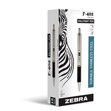 Imagem de Zebra Pen Caneta esferográfica retrátil F402, 12 unidades, preta (29210)
